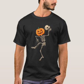 Camiseta Dançante Skeleton Pumpkin Custo do Dia de as Bruxa