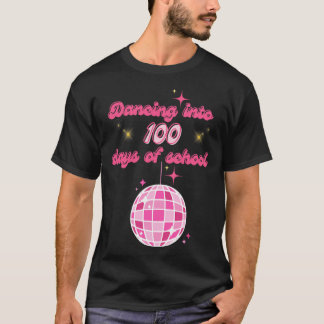 Camiseta Dançar Em 100 Dias De Escola Com Disco Rosa Ba