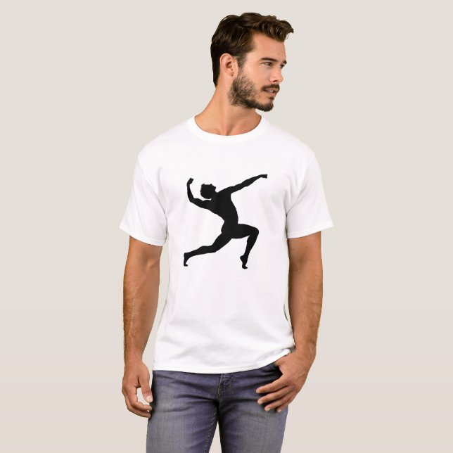 Camiseta Dançarina de balé de silhueta negra moderna (Frente Completa)