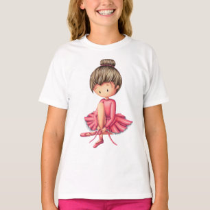 Camiseta Dançarina de Balé em vestido cor-de-rosa prepara