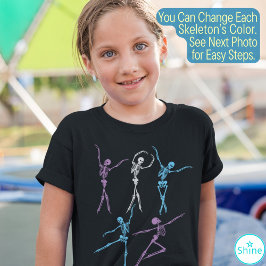 Camiseta Dançarina de balé mimada de baile de esqueleto