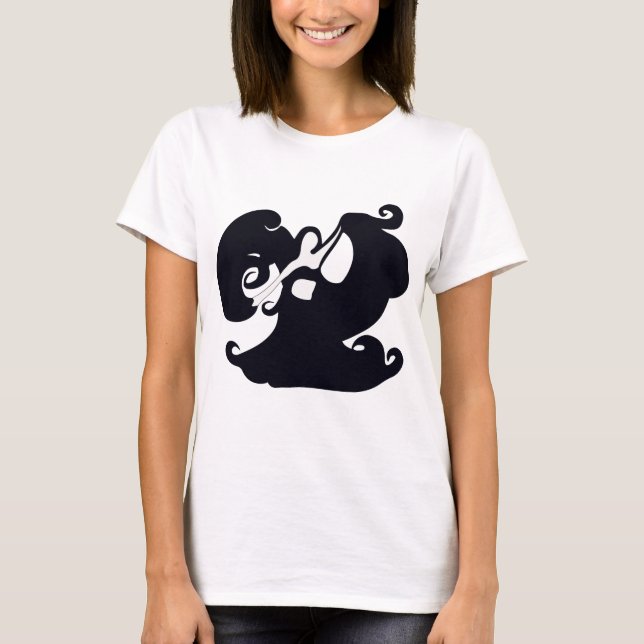 Camiseta Dançarina de Barriga Negra e Branca com Moda de Ve (Frente)