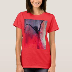 Camiseta Dançarina de Vermelho - Pintura Original de Abstr