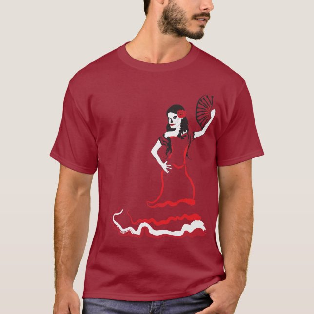 Camiseta dançarina do crânio espanhola (Frente)