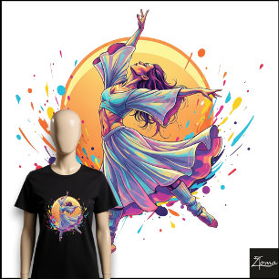 Camiseta Dançarina Etérea Saia Fluida Arte Neon