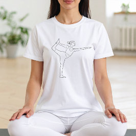 Camiseta Dançarina Pose Yoga Mulher Mínima da Linha Negra