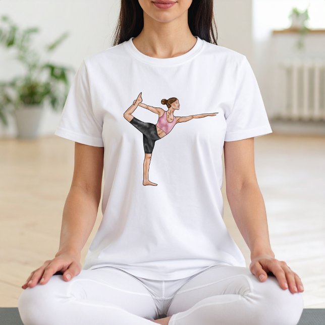 Camiseta Dançarina Pose Yoga Natarajasana Equilíbrio Rapari (Please note: This image is a digitally created mockup.)