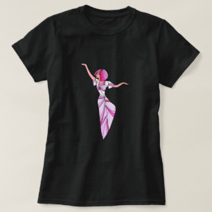Camiseta Dançarina rosa-escura com cabelo cor-de-rosa