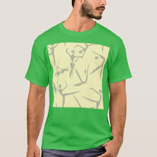 Camiseta Dançarinas geométricas, cinzas claras e amarelas