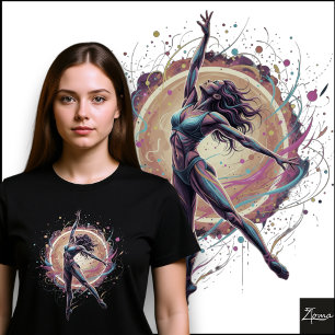 Camiseta Dançarino Abstrato Linhas Neon Arte Dinâmica