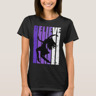 Camiseta Dançarino acredita na silhueta roxa colorida