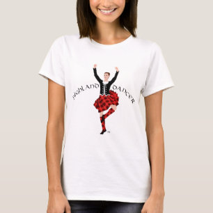 Camiseta Dançarino das Terras Altas com Xadrez Vermelho