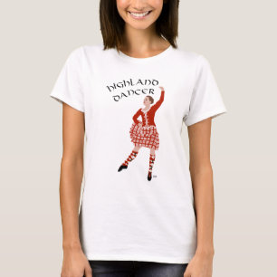Camiseta Dançarino das Terras Altas Escocesas de Vermelho