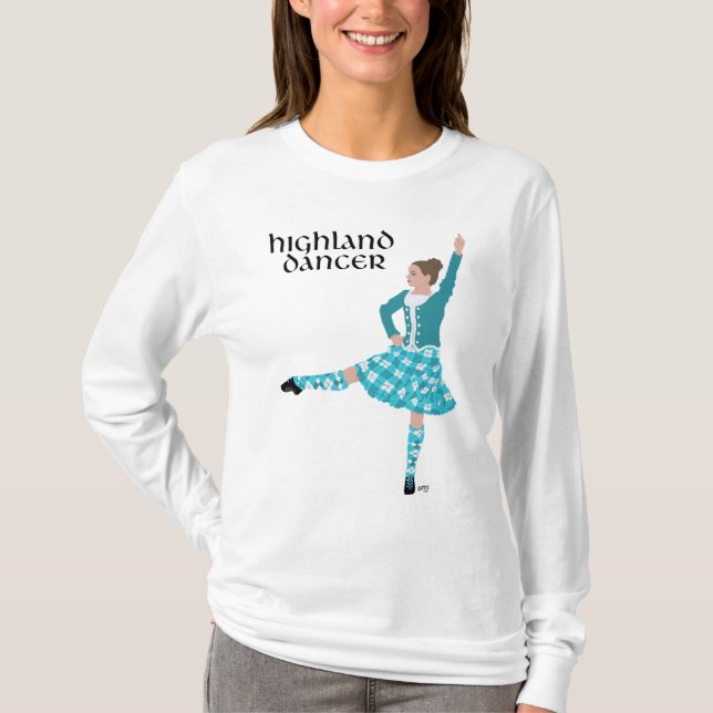 Camiseta Dançarino das Terras Altas Turquesa (Frente)