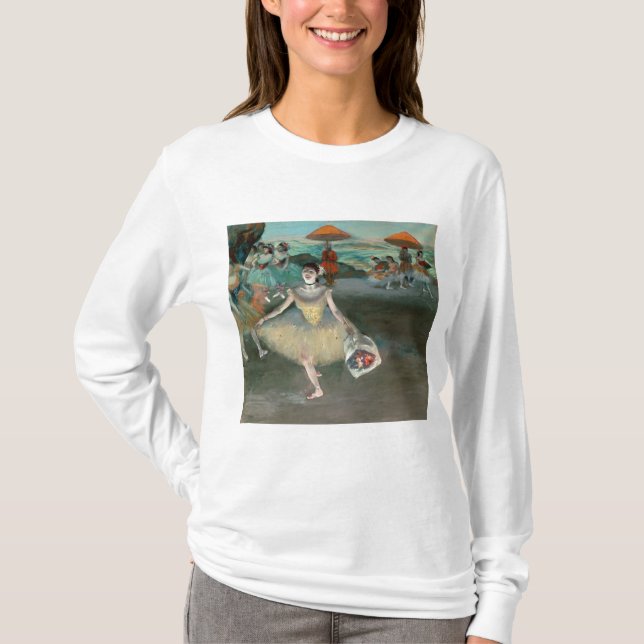 Camiseta Dançarino de Edgar Degas | com o buquê, curtseying (Frente)
