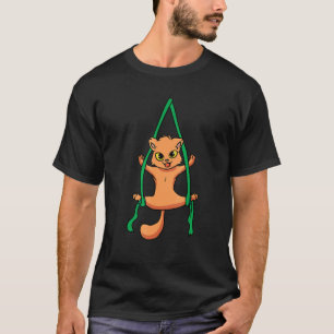 Camiseta Dançarino de Seda Aérea Acrobata Gato Engraçado Ae
