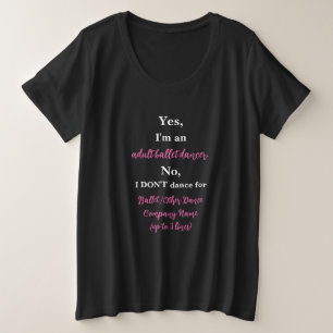 Camiseta Dançarino do Balé Adulto Rosa/Texto Branco