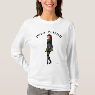 Camiseta Dançarino Irlandês - Vestido Preto, Cabelo Castanh