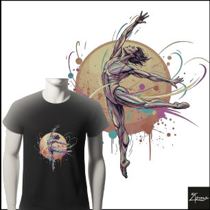 Camiseta Dançarino Neon Abstrato Figura Muscular Saltitante