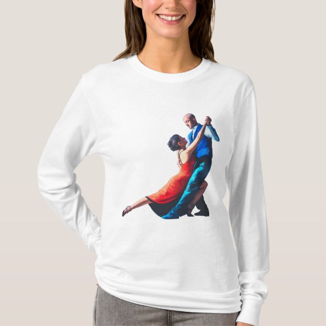 Camiseta Dançarinos de tango - pintura à mão (Frente)