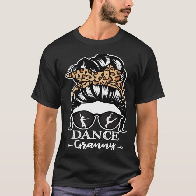 Camiseta Dance Granny Messy Bun Hair  Dancer Granny Leopard (Frente)