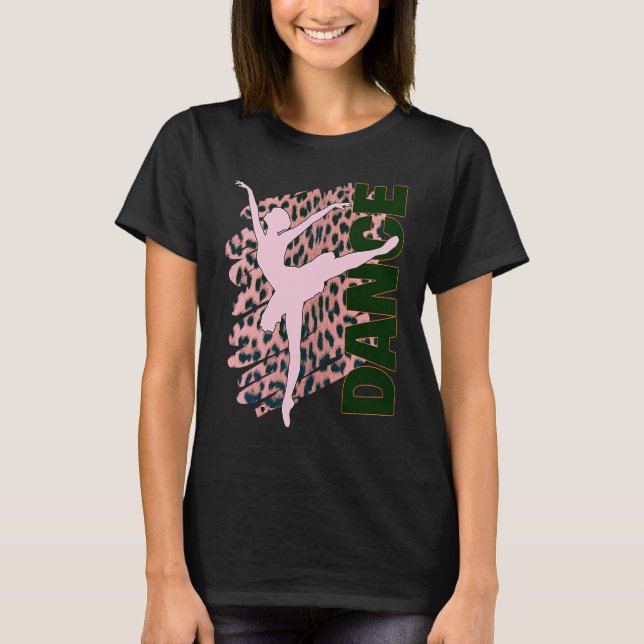 Camiseta Dance Hot Pink Leopard Print Ballerina Dancer Teac (Frente)