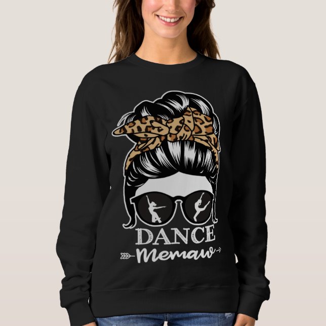 Camiseta Dance Memaw Messy Bun Hair  Dancer Memaw Leopard (Frente)