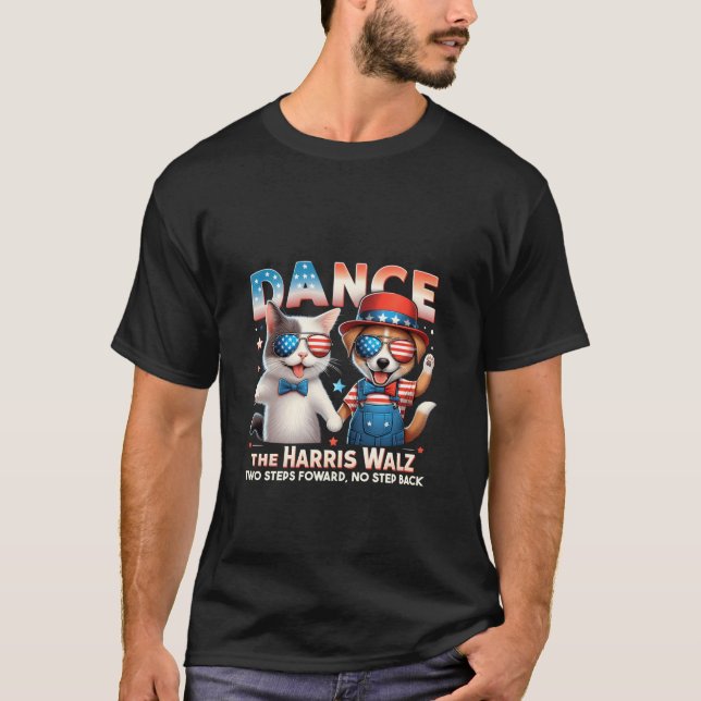 Camiseta Dance o Harris Walz Engraçado Gato Senhoras Kamala (Frente)