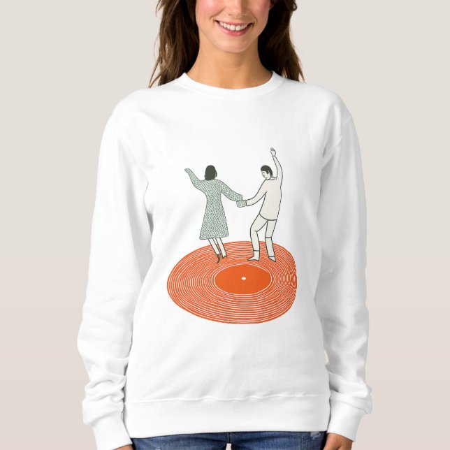 Camiseta Dancing Couple Wall Art Print, Retro Record Player (Frente)