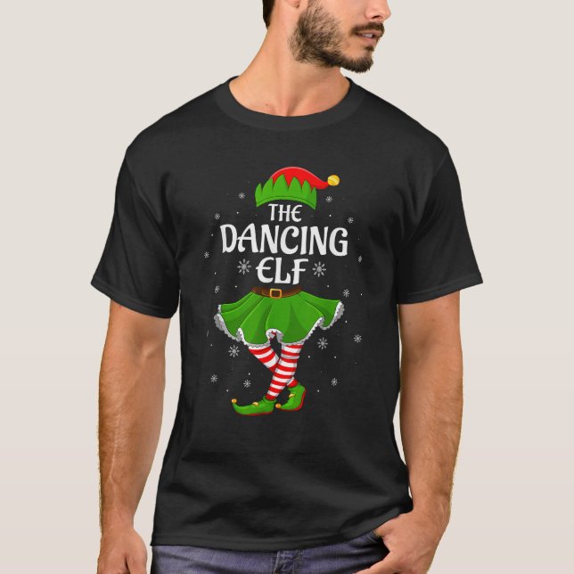 Camiseta Dancing Elf Christmas Family Girls Women Elf Squad (Frente)