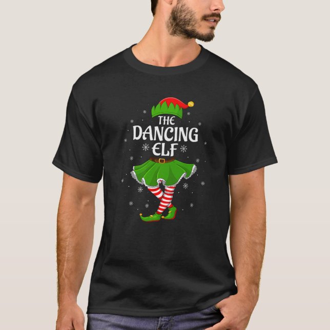 Camiseta Dancing Elf Christmas Family Girls Women Elf Squad (Frente)