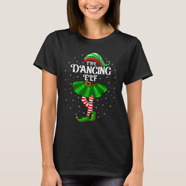 Camiseta Dancing Elf Christmas Family Matching Women Girls  (Frente)