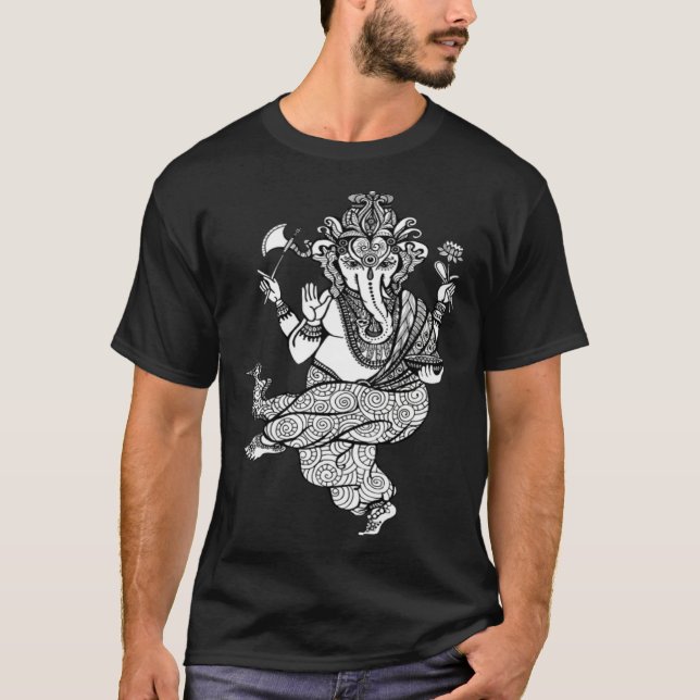 Camiseta Dancing Ganesha Ganesh Chaturthi Indian Mandala Gr (Frente)