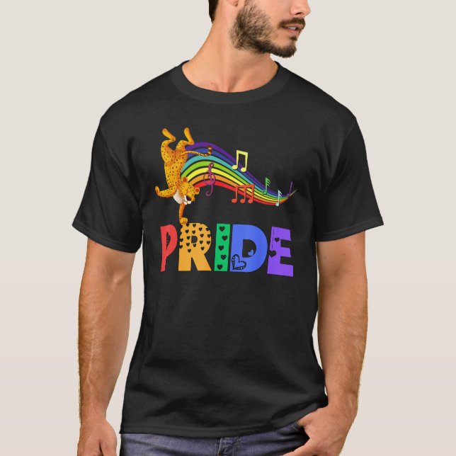 Camiseta Dancing Leopard Pride Dad Rainbow Men Women Girls  (Frente)