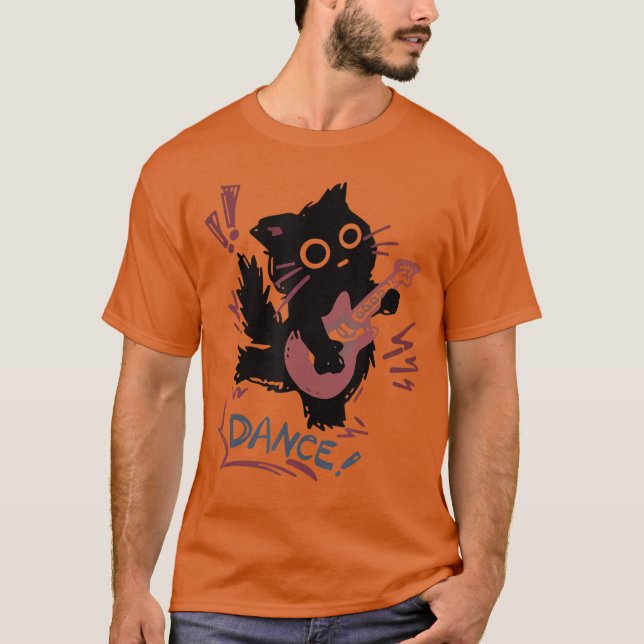 Camiseta Dancing Rock Cat Electric Guitar Funny Cat Music B (Frente)