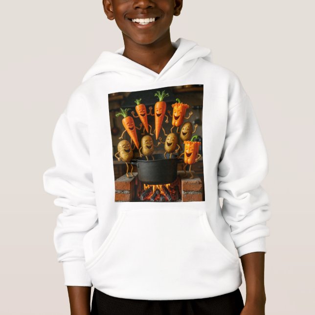 Camiseta Dancing Vegetable in Pot Art - Whimsical Kitchen F (Frente)