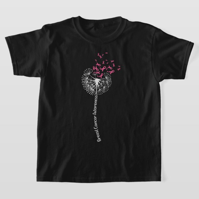 Camiseta Dandelion Breast Cancer Awareness Warrior Pink Rib (Postura )