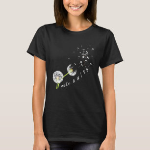 Camiseta Dandelion Flower Impressão Lucky Charm Faz Um Dese