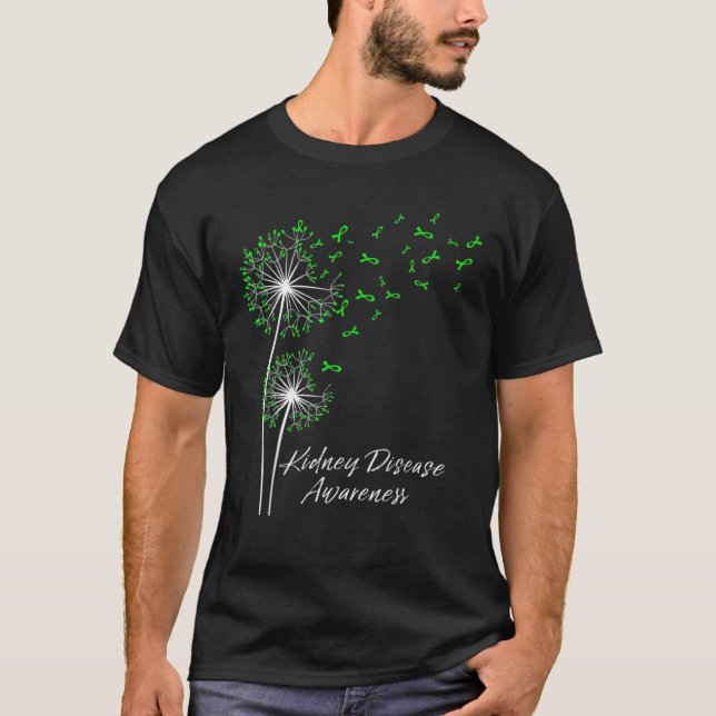 Camiseta Dandelion Green Ribbon Rins Sensibilização Mo (Frente)