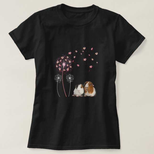 Camiseta Dandelion Guiné Pig Cute Guiné Pig Floral Dandel (Frente do Design)