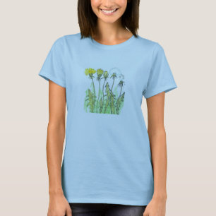 Camiseta Dandelion Medicinal Herb Plant Drawing T Shirt