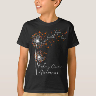 Camiseta Dandelion Orange Faith Hope Love Cancer Awaren