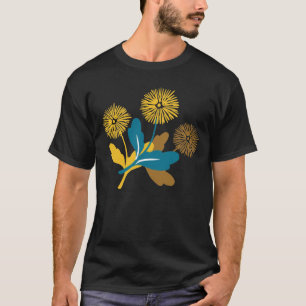 Camiseta Dandelion, padrão floral, preto