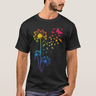 Camiseta Dandelion Rainbow Dragonfly Respira A Flor Butterf