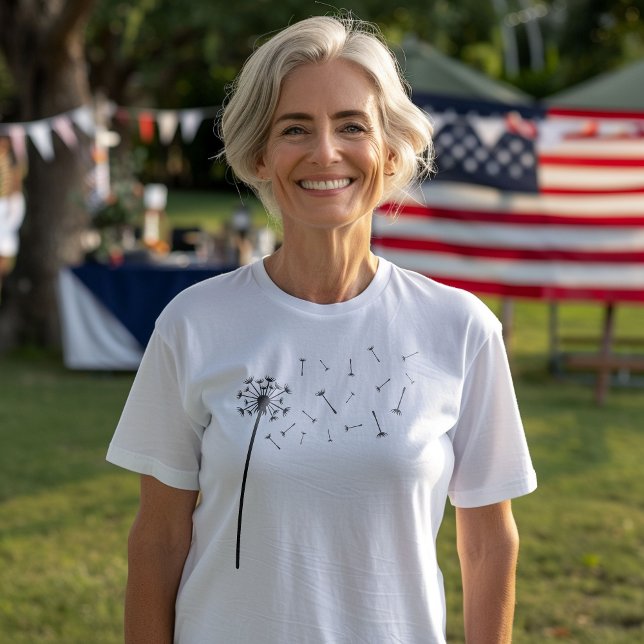 Camiseta Dandelion Seeds Boho Line Art (Criador carregado)