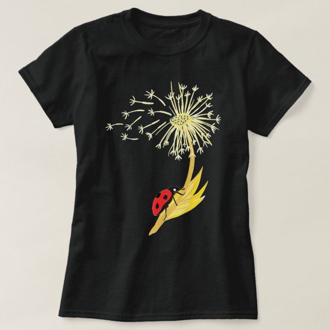 Camiseta Dandelion Seeds Ladybug Para Gardener Herbalist (Frente do Design)