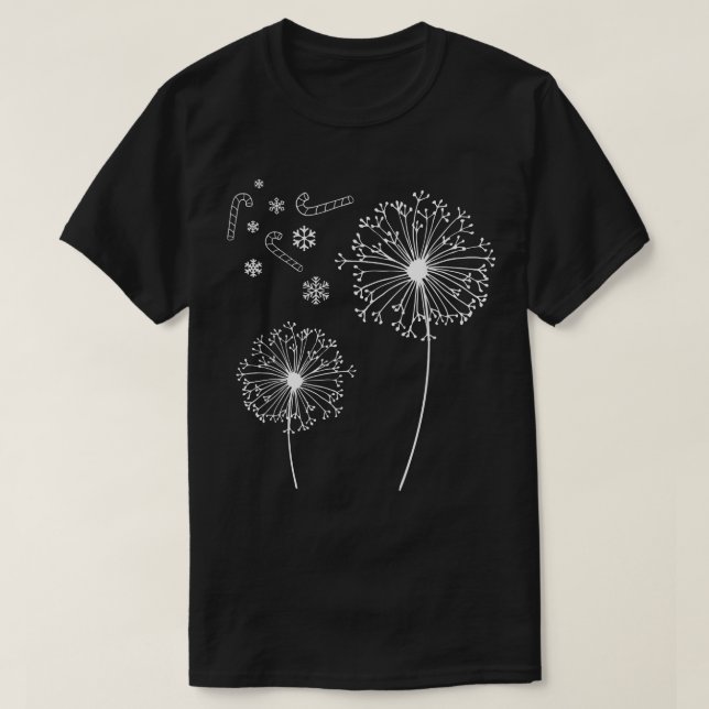 Camiseta Dandelion Snowflakes Doces de Natal Dandelion Flo (Frente do Design)