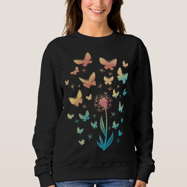 Camiseta Dandelion with butterflies, dandelion, butterfly (Frente)
