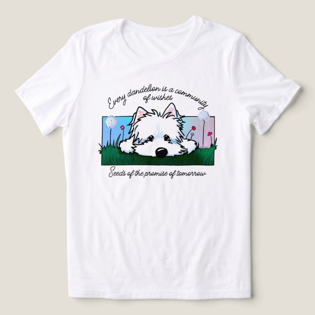 Camiseta Dandelions Westie Camisa-Tríplice-Camisa (Design frontal)
