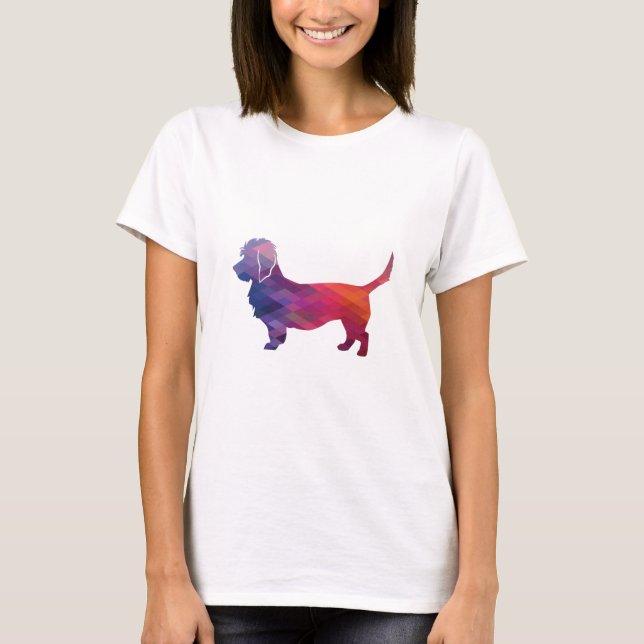 Camiseta Dandie Dinmont Dog Breed Geo Silhouette (Frente)